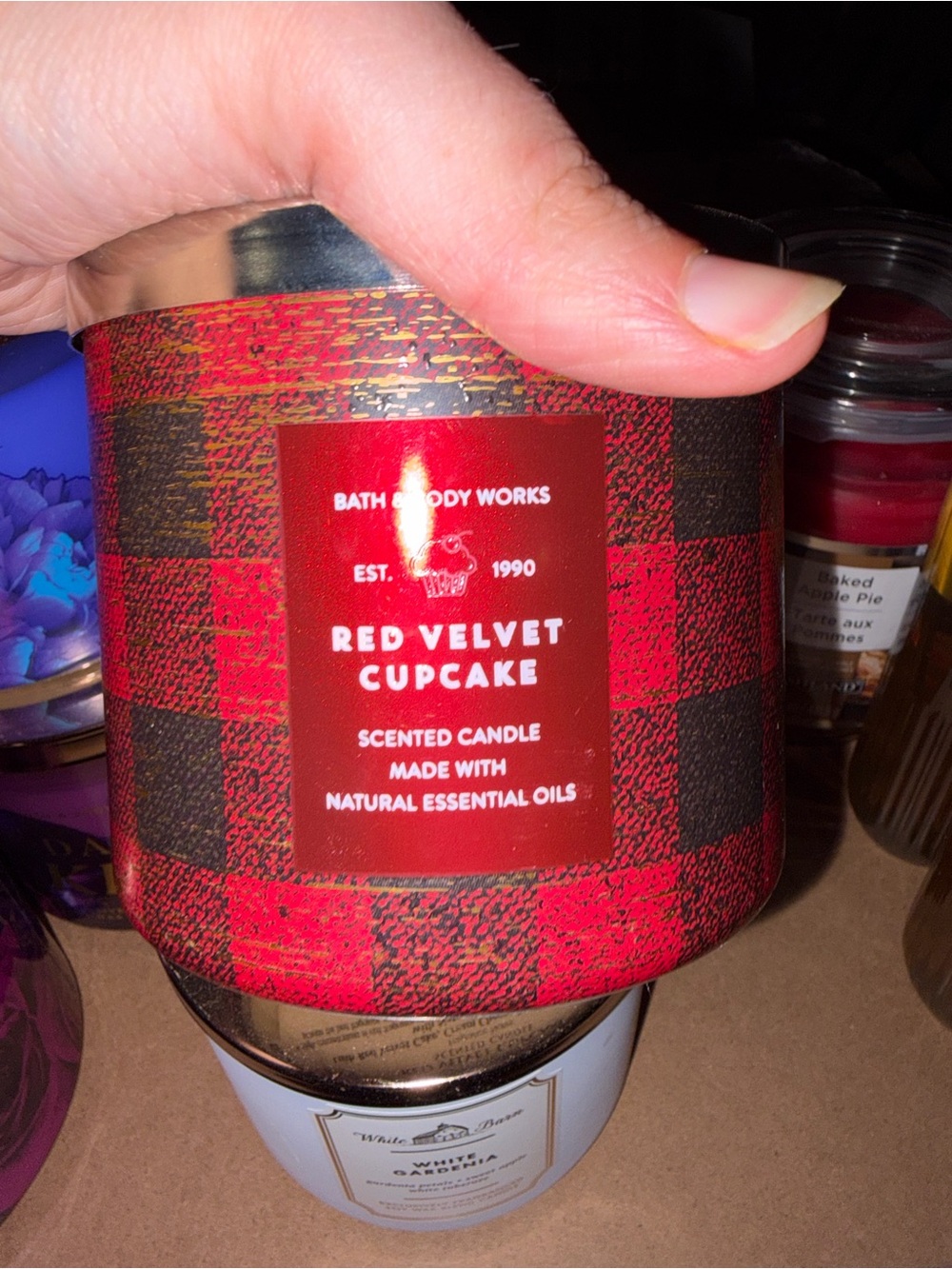 Bath & Body Works Red Velvet Cupcake Candle - Red, Black Plaid